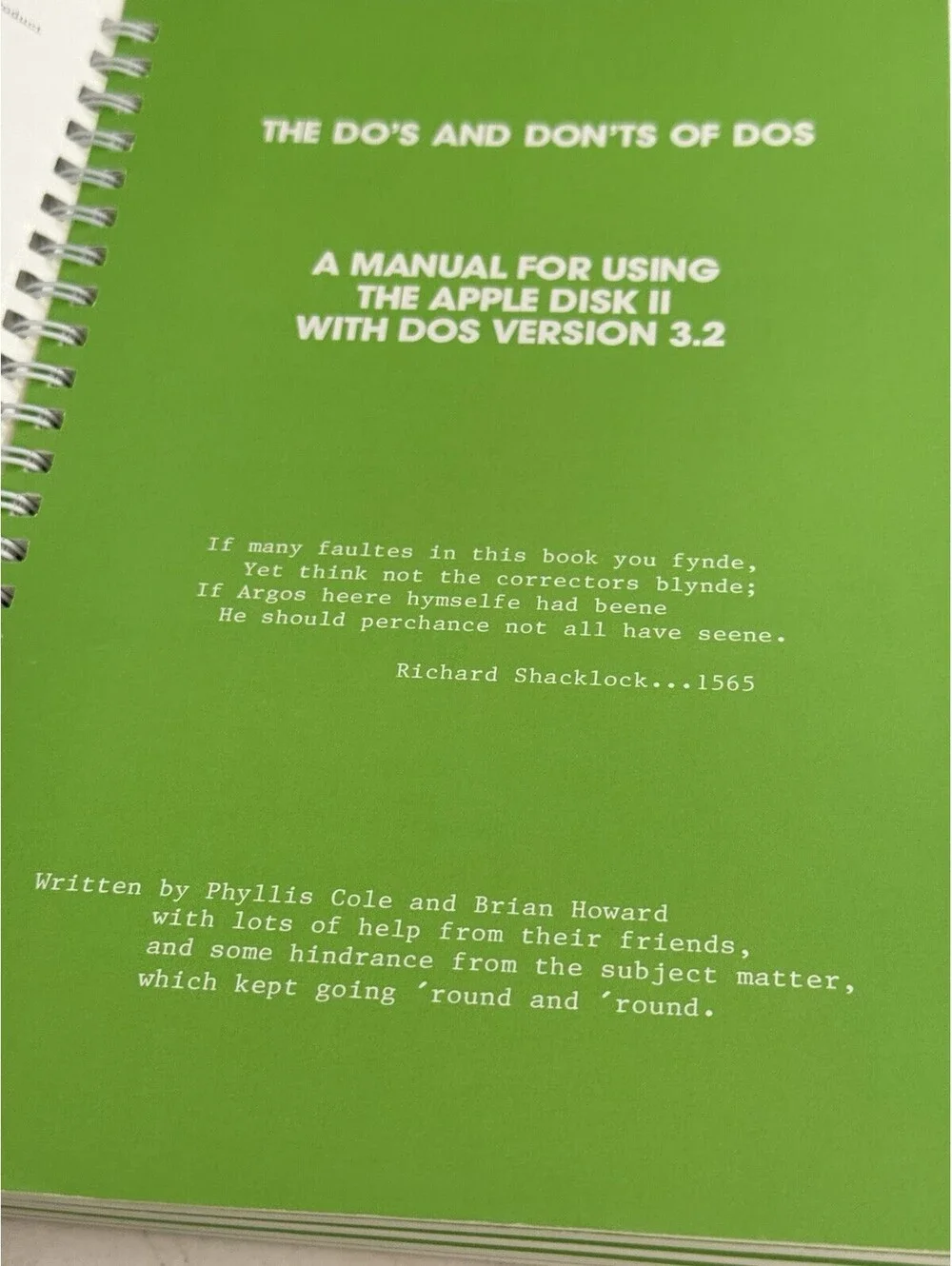 APPLE DOS 3.2 Do's and Don'ts of DOS Manual ---VERY RARE